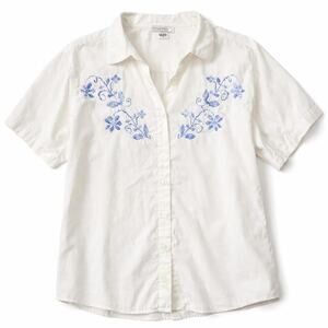 Vintage 80s white embroidered blue floral detailing Cottagecore vibes